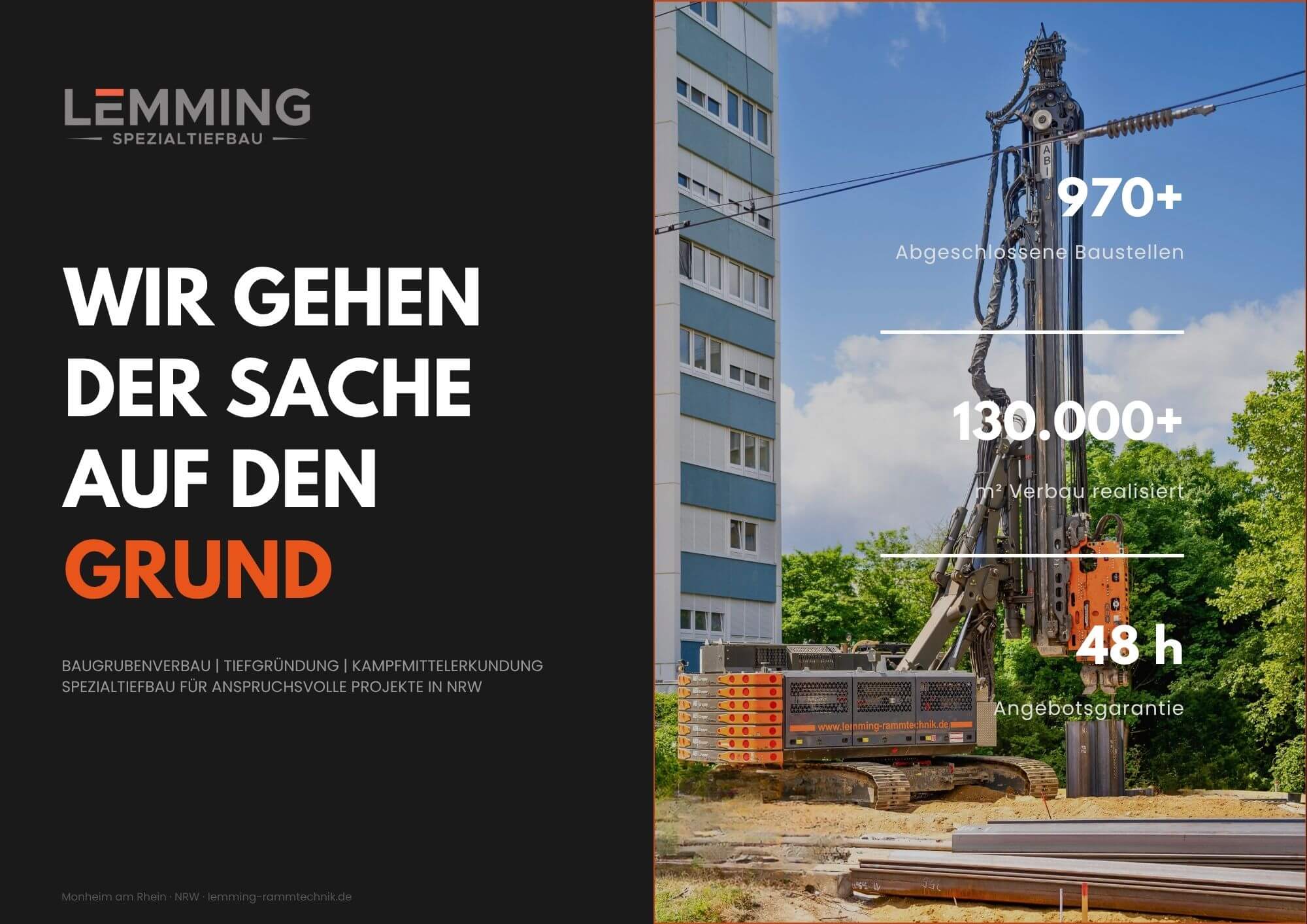 Cover der Imagebroschüre von Lemming Rammtechnik